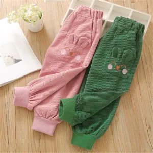 Toddler Girls Rabbit Corduroy Solid Trousers Girls Wholesale Clothes