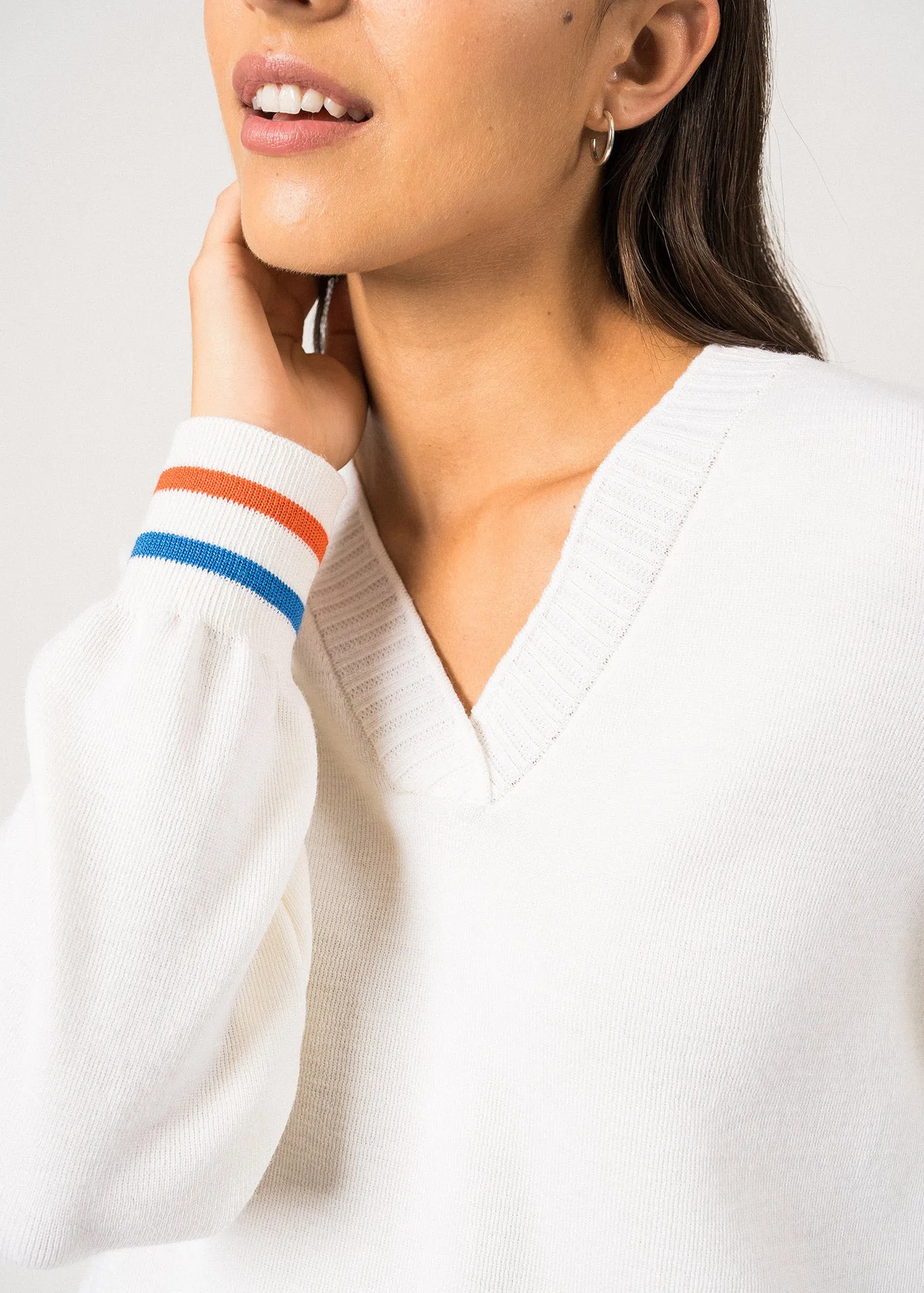 Toulon V-Neck Jumper  wool (BLANC/BASKET/MER)