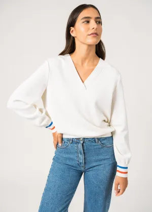 Toulon V-Neck Jumper  wool (BLANC/BASKET/MER)