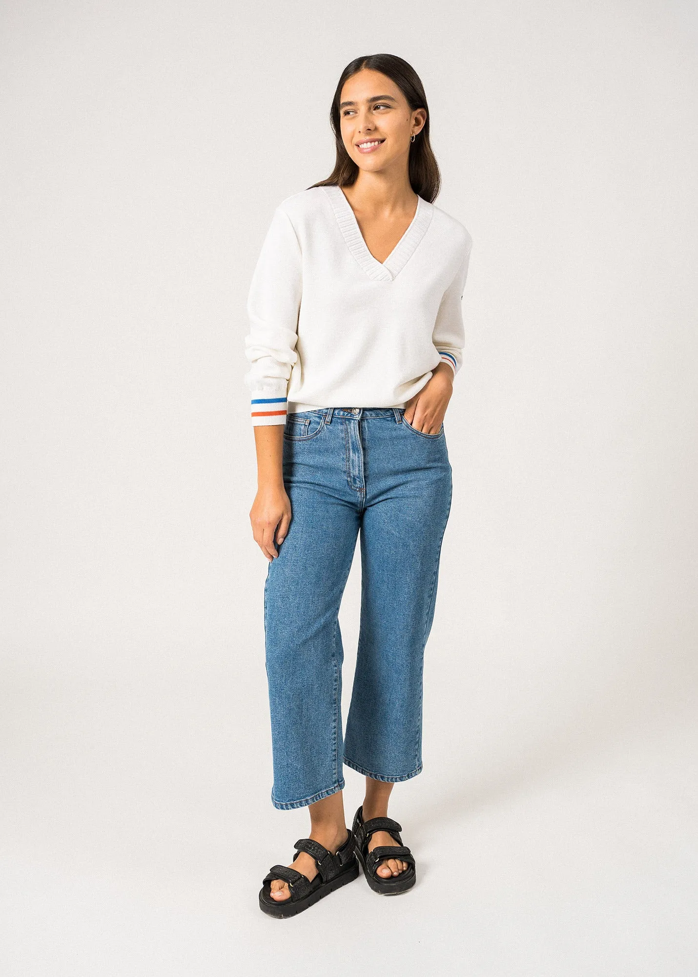 Toulon V-Neck Jumper  wool (BLANC/BASKET/MER)