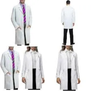 VOGRYE Professional Lab Coat for Women Men Long Sleeve, White, Unisex