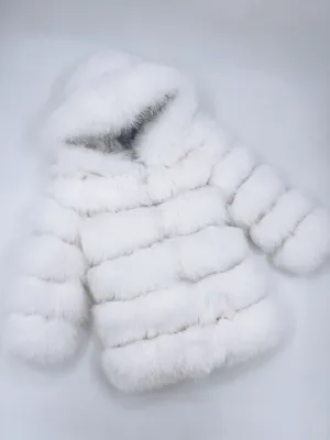 White/Ivory MI LOVES SIGNATURE ELITE COLLECTION,SUPER LUXURIOUS LONG FOX FUR COAT