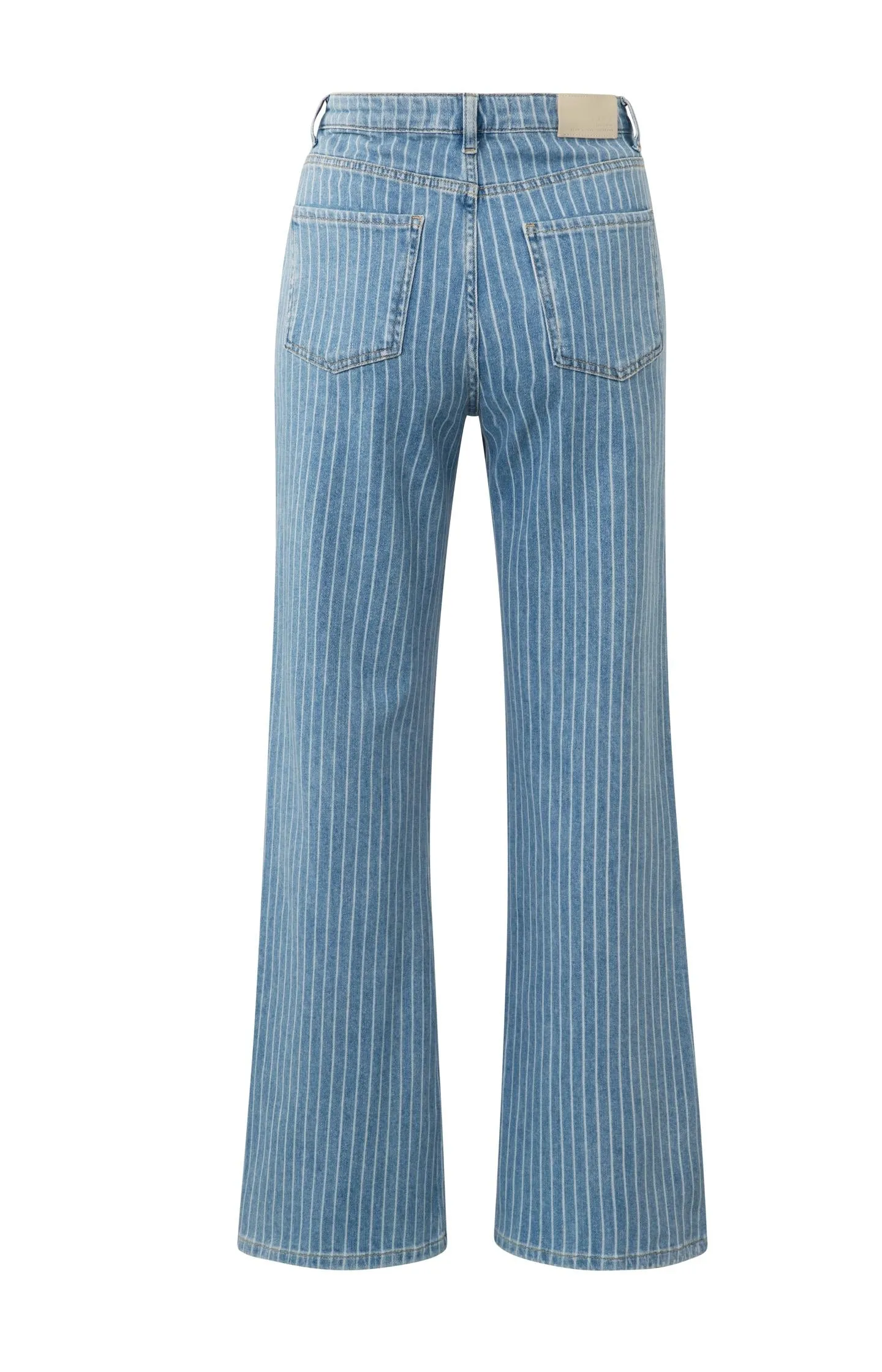 Wide-leg denim trousers with striped detail (L30)