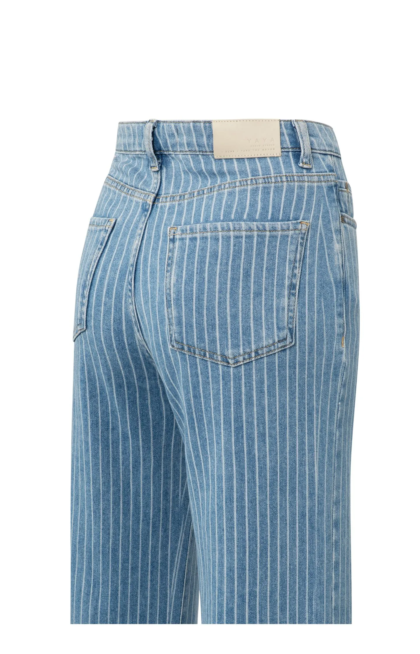 Wide-leg denim trousers with striped detail (L30)