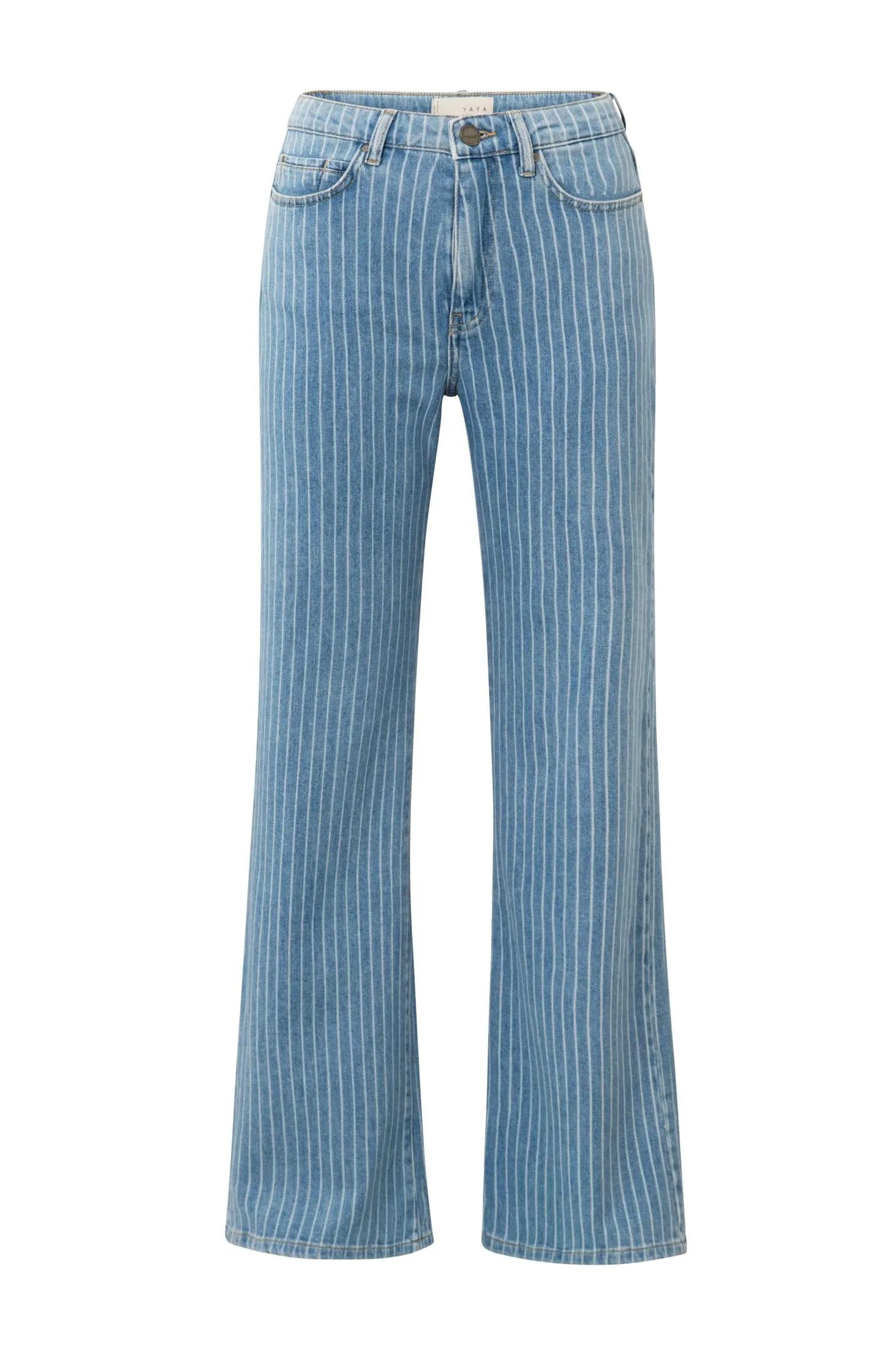 Wide-leg denim trousers with striped detail (L30)