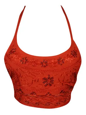 Women Crop Top, Casual Tops, Red Halter Top Crop Tank  S