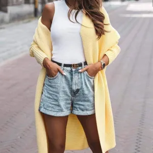 Women Elegant Knitted Jacket Cardigans Autumn Warm Women Sweater Solid Color Batwing Sleeve Oversized Women Loose Long Cardigans