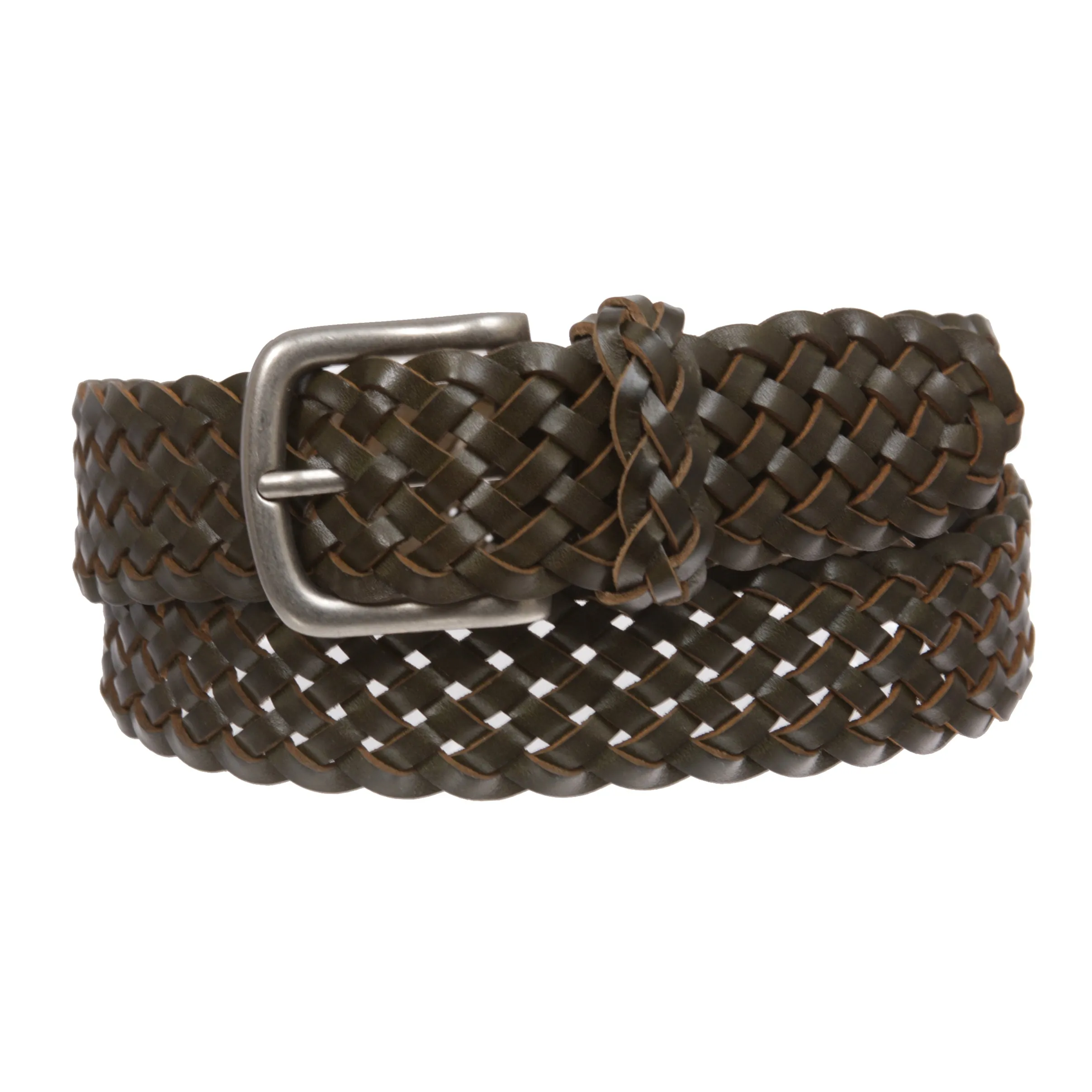 Women's 1 3/8" Braided Woven Solid Leather Belt