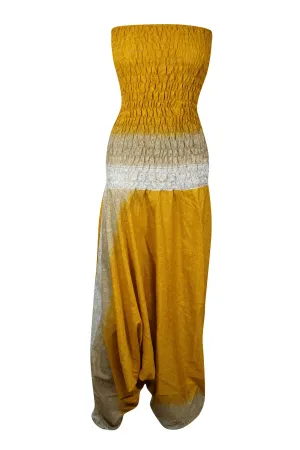 Womens Harem Jumpsuit Boho Beach Wear Golden Tube Dress Onesize