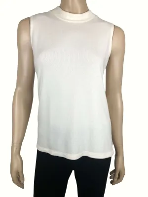 Women's Ivory Sleeveless Mock Neck Sweater - Made In Canada