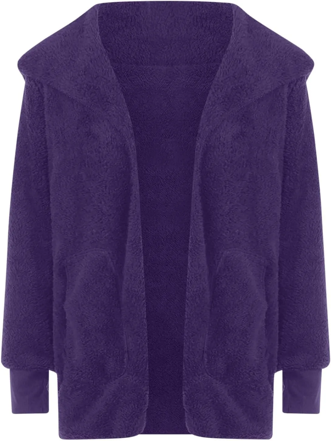 Womens Sherpa Jacket Comfy Fleece Hoodies Fuzzy Jacket Oversized Open Front Cardigan Teddy Coat Outerwear with Pocket
