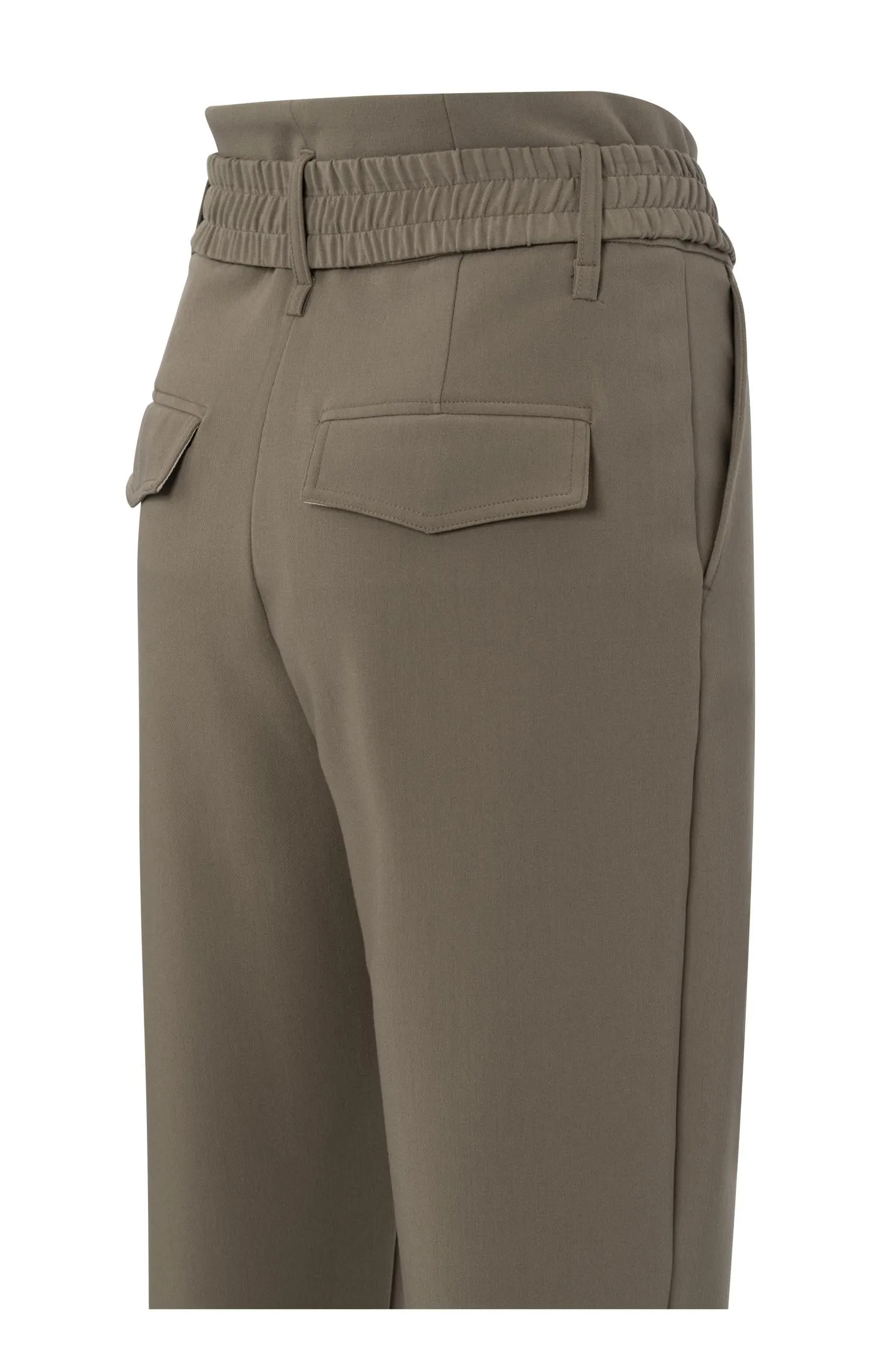 Woven pants with high waist and straight legs